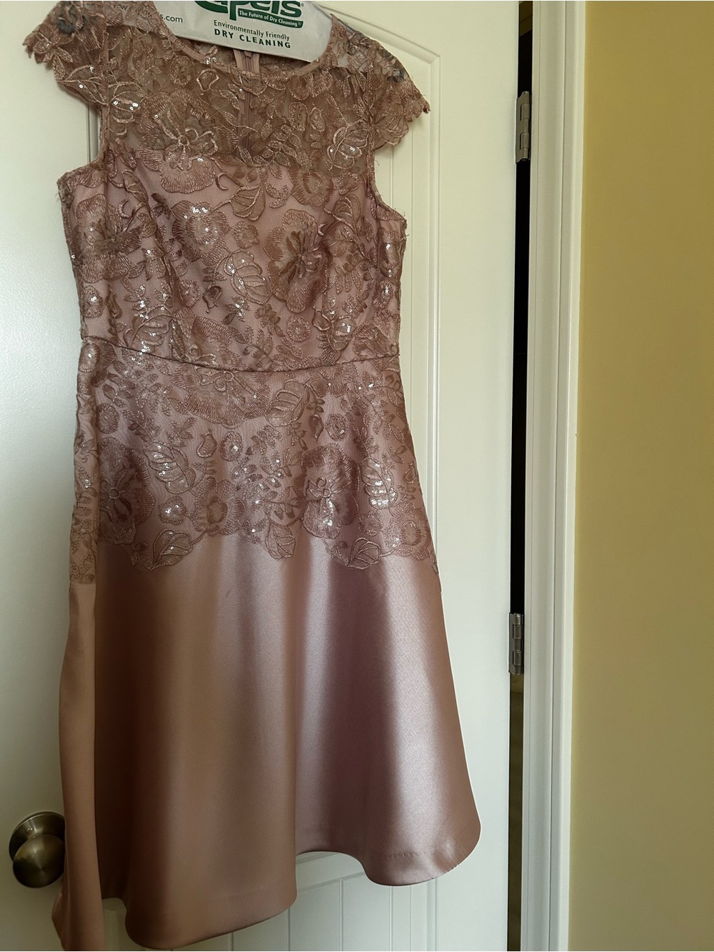 Alex Marie Mauve Lace & Satin Midi Dress